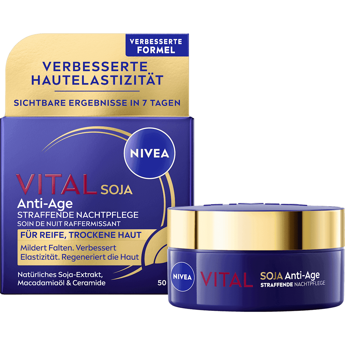 NIVEA night cream Vital Soja Anti-Age firming, 50 ml (NIVEA Nachtcreme Vital Soja Anti-Age straffend, 50 ml) — authentic German product in Morocco