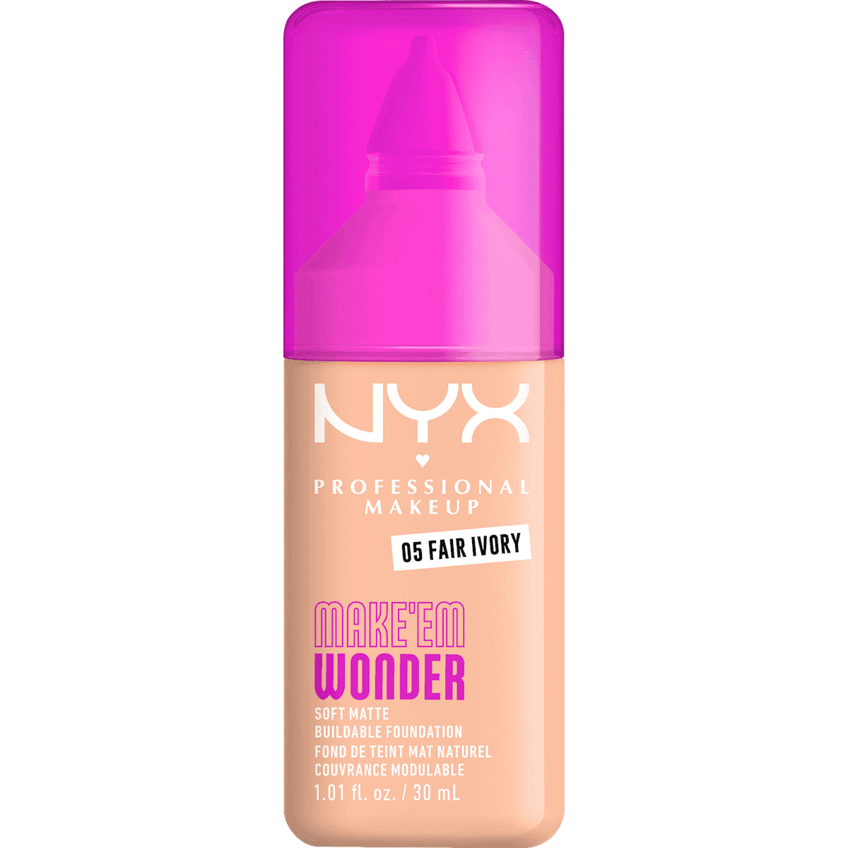 NYX PROFESSIONAL MAKEUP Foundation Make 'EM Wonder 05 Fair Ivory, 30 ml — authentic German product in Morocco