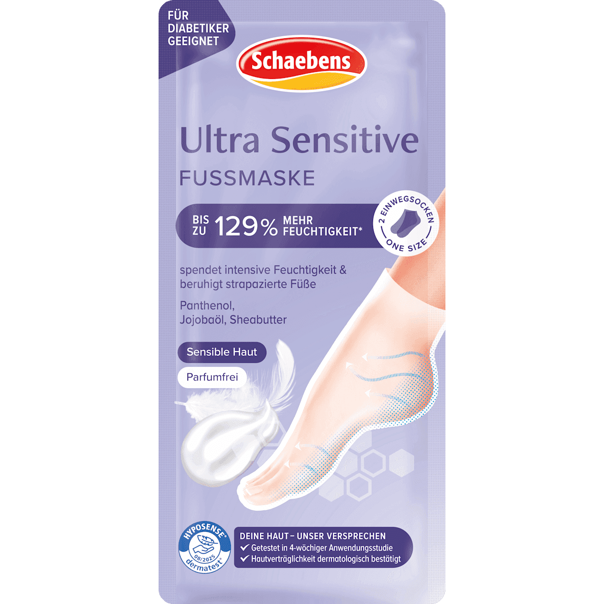 Schaebens Masque pieds chaussettes Ultra Sensitive (1 paire), 2 pièces — produit allemand authentique au Maroc