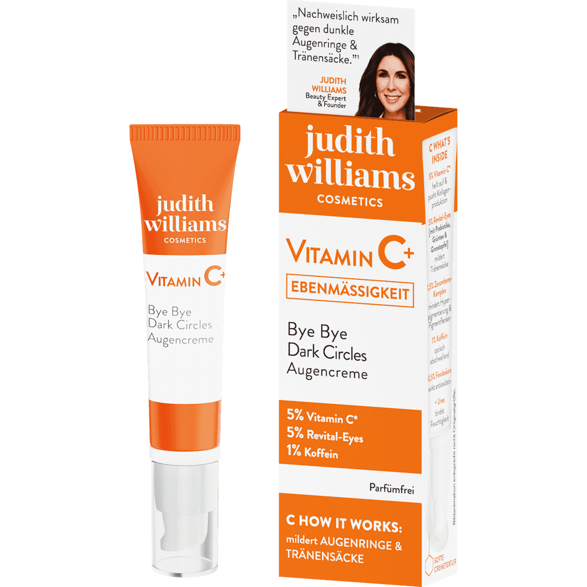 judith williams COSMETICS cream eye contour Vitamin C+ Bye Bye Dark Circles, 15 ml — authentic German product in Morocco