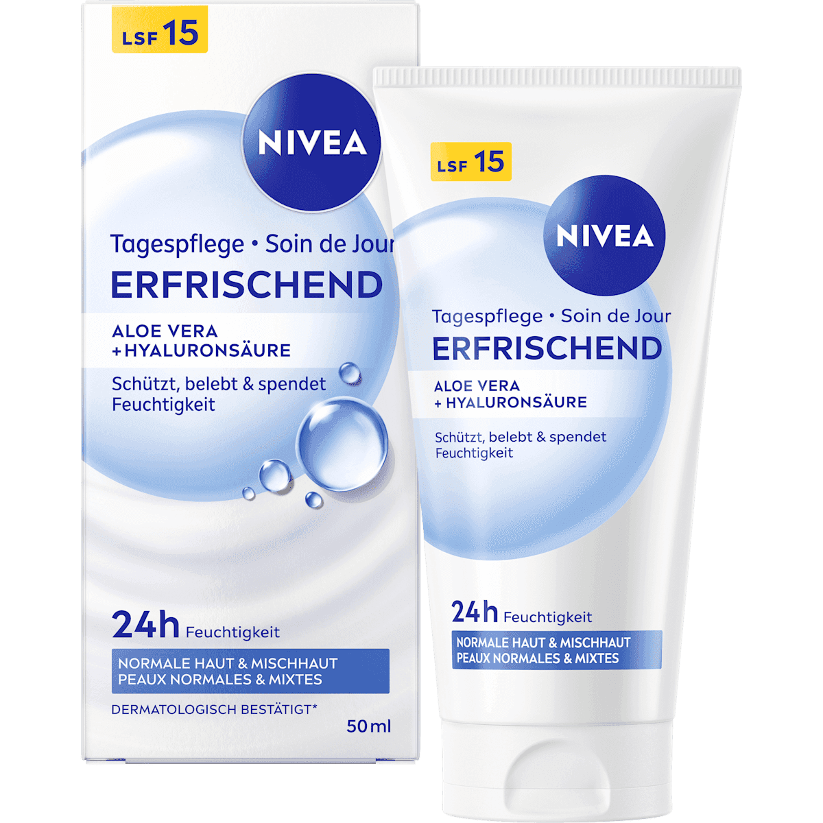 NIVEA crème visage LSF15 rafraîchissant, 50 ml (NIVEA Gesichtscreme LSF15 erfrischend, 50 ml) — produit allemand authentique au Maroc