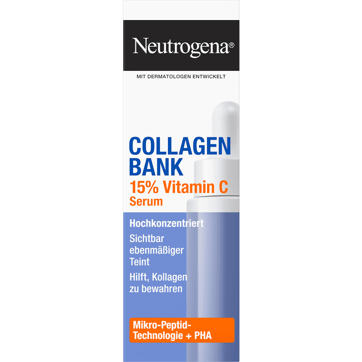 Neutrogena Serum Collagen Bank 15% Vitamine C, 15 ml — produit allemand authentique au Maroc