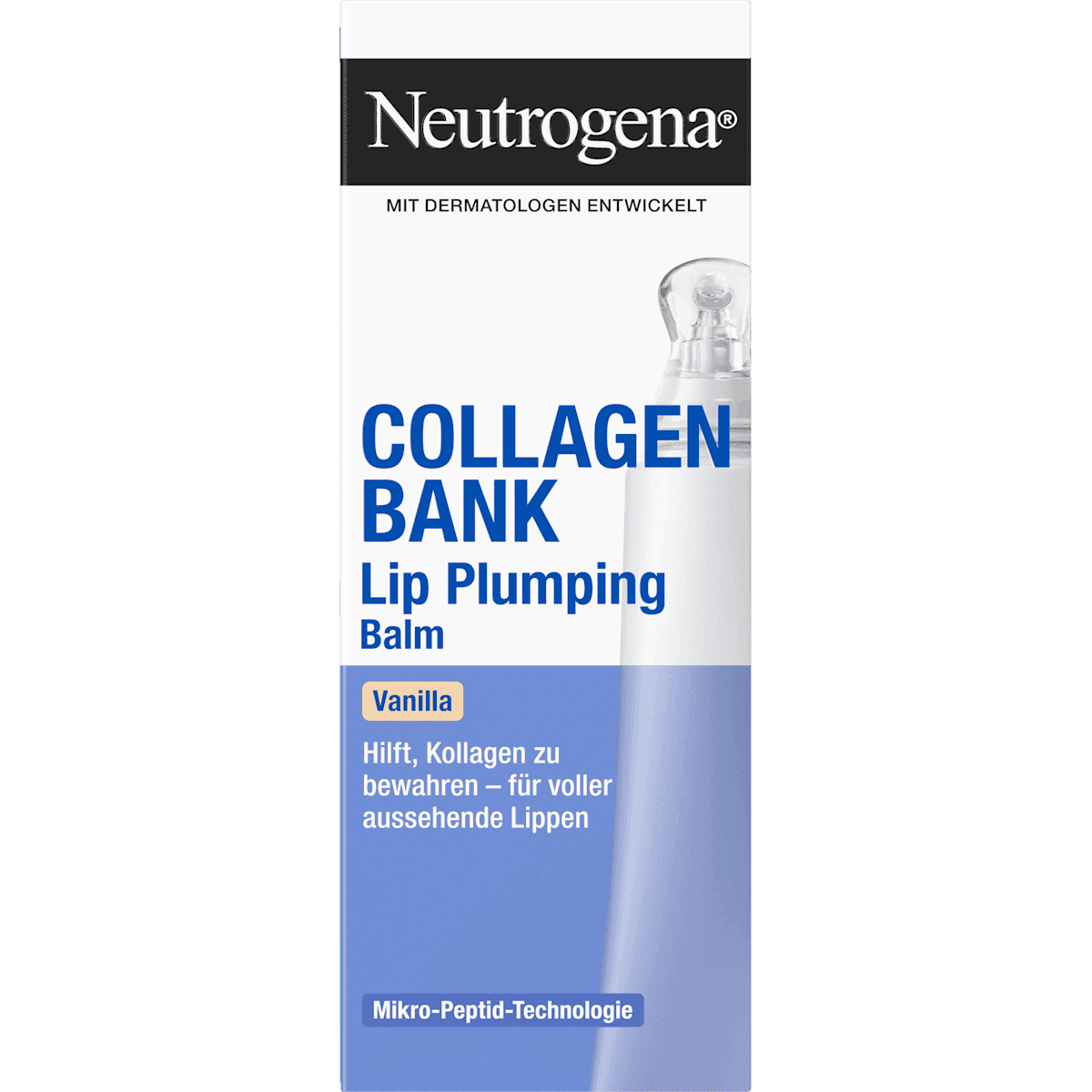 Neutrogena Soin des lèvres Collagen Bank Lip Plumping Balm Vanilla, 12 ml — produit allemand authentique au Maroc