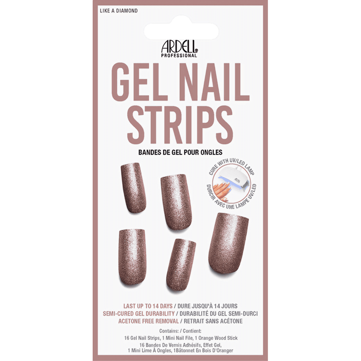 ARDELL UV Gel Stickers ongles, Gel Nail Strips Like a Diamond, 16 pièces (ARDELL UV Gel Nagelfolien, Gel Nail Strips Like a Diamond, 16 St) — produit allemand authentique au Maroc