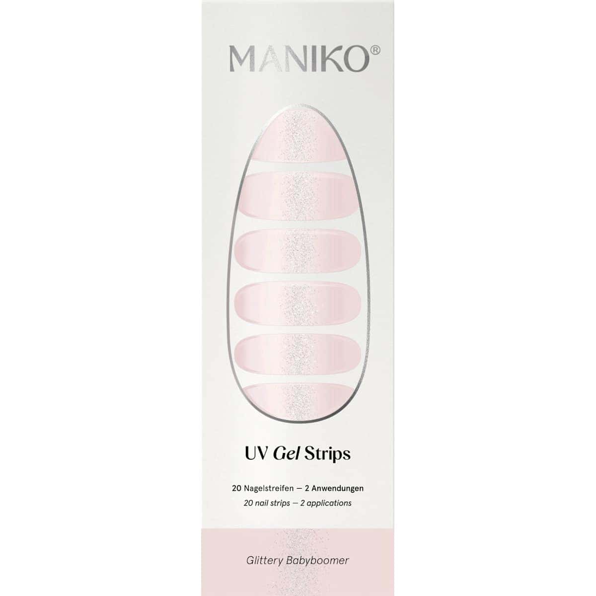 Maniko UV Gel Stickers ongles Glittery Babyboomer, 20 pièces (Maniko UV Gel Nagelfolien Glittery Babyboomer, 20 St) — منتج ألماني أصلي في المغرب