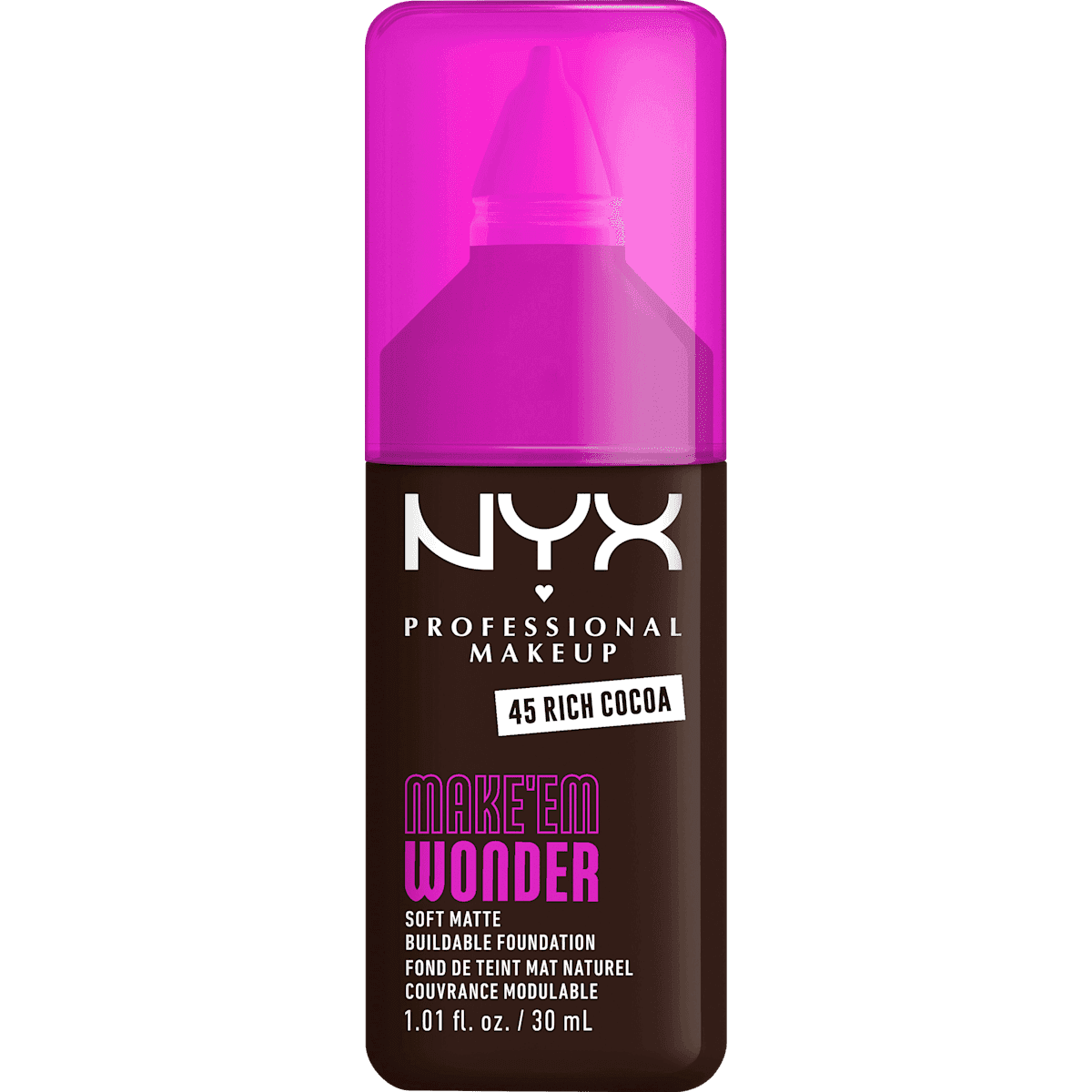 NYX PROFESSIONAL MAKEUP Foundation Make 'EM Wonder 45 Rich Cocoa, 30 ml — produit allemand authentique au Maroc