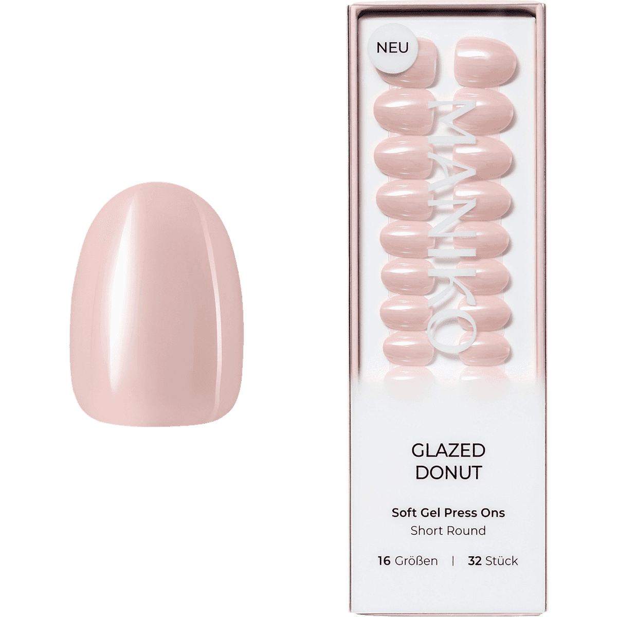 Maniko faux nails Soft Gel Press Ons Glazed Donut Short Round, 32 pcs (Maniko Künstliche Nägel Soft Gel Press Ons Glazed Donut Short Round, 32 St) — authentic German product in Morocco