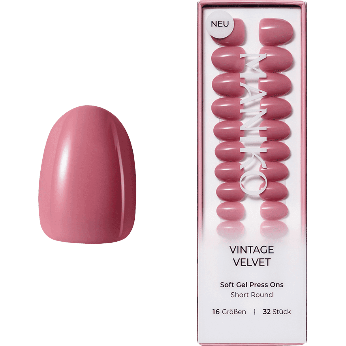 Maniko faux ongles Soft Gel Press Ons Vintage Velvet Short Round, 32 pièces (Maniko Künstliche Nägel Soft Gel Press Ons Vintage Velvet Short Round, 32 St) — منتج ألماني أصلي في المغرب