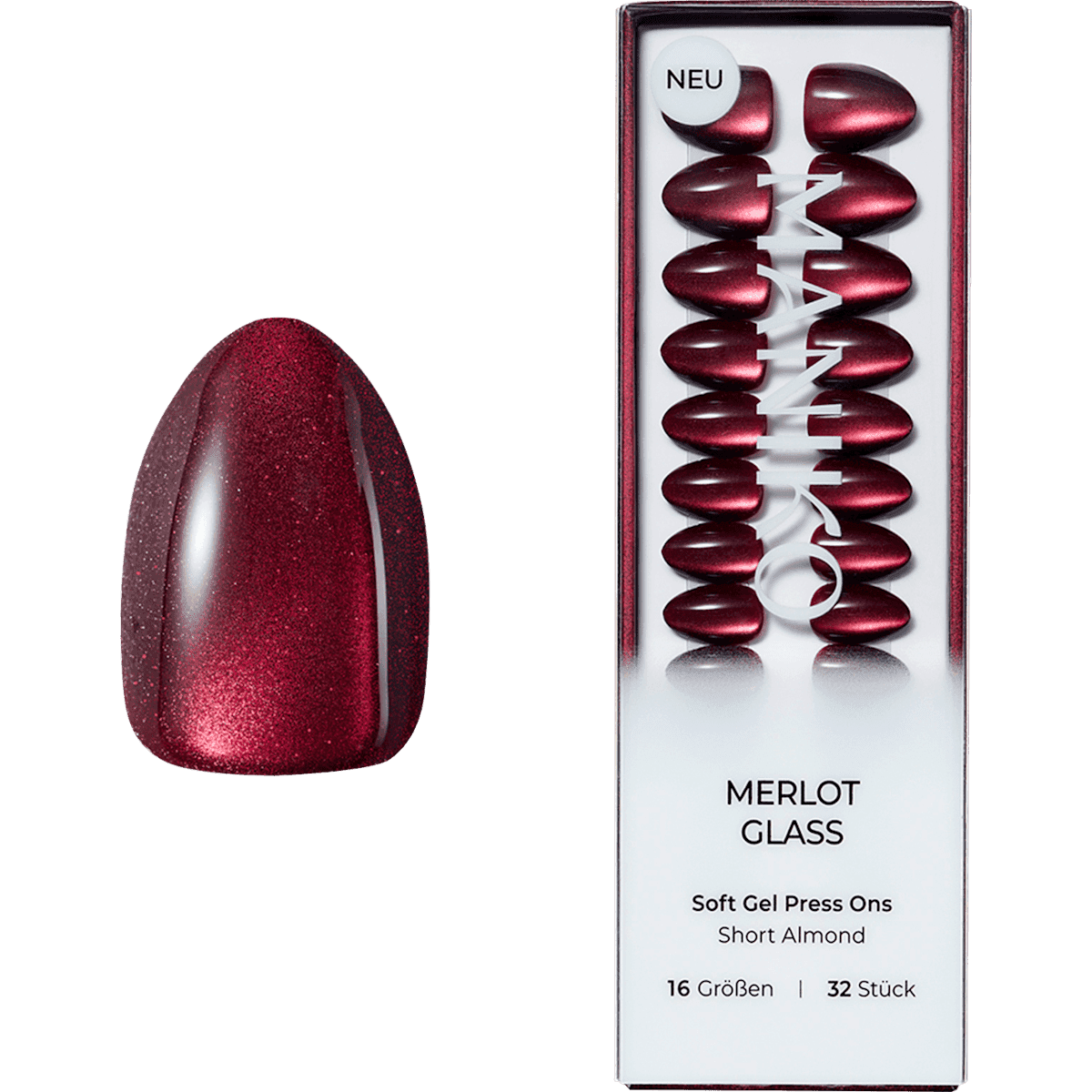 Maniko faux ongles Soft Gel Press Ons Merlot Glass Short Almond, 32 pièces (Maniko Künstliche Nägel Soft Gel Press Ons Merlot Glass Short Almond, 32 St) — منتج ألماني أصلي في المغرب