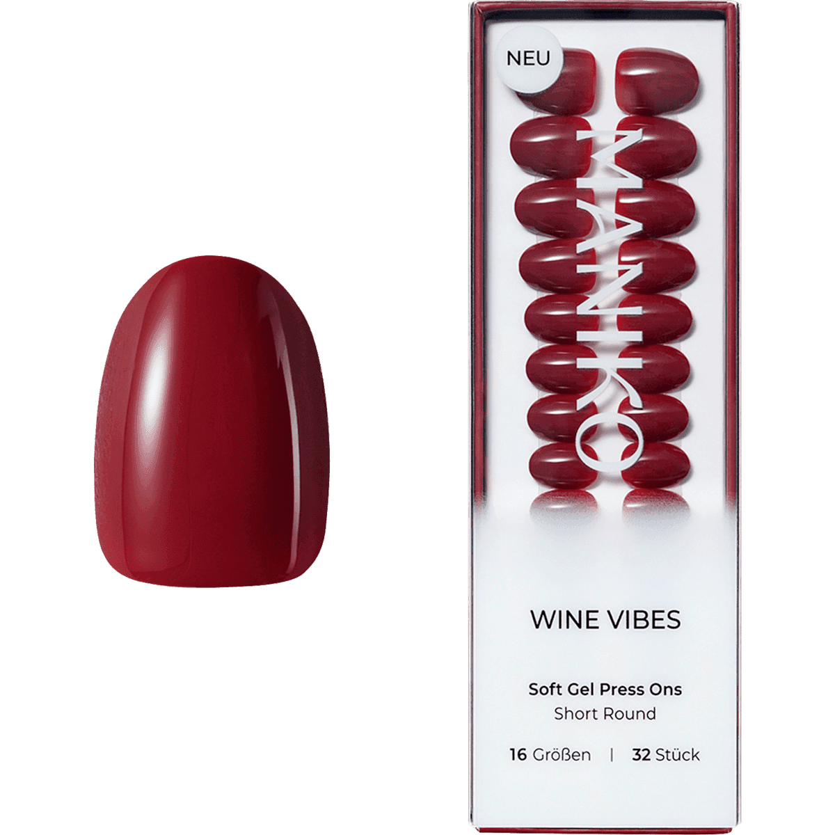 Maniko faux ongles Soft Gel Press Ons Wine Vibes Short Round, 32 pièces (Maniko Künstliche Nägel Soft Gel Press Ons Wine Vibes Short Round, 32 St) — منتج ألماني أصلي في المغرب