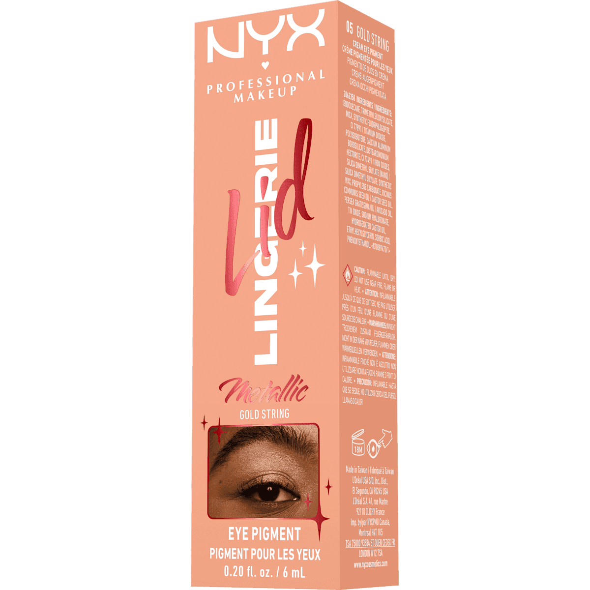 NYX PROFESSIONAL MAKEUP Fard à paupières Lid Lingerie 05 Gold String Metallic, 6 ml (NYX PROFESSIONAL MAKEUP Lidschatten Lid Lingerie 05 Gold String Metallic, 6 ml) — produit allemand authentique au Maroc