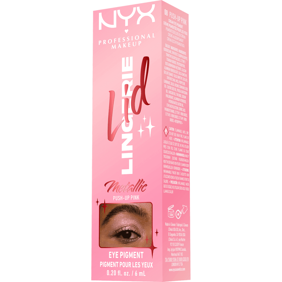NYX PROFESSIONAL MAKEUP eyeshadow Lid Lingerie 08 Push-Up Pink Metallic, 6 ml (NYX PROFESSIONAL MAKEUP Lidschatten Lid Lingerie 08 Push-Up Pink Metallic, 6 ml) — authentic German product in Morocco