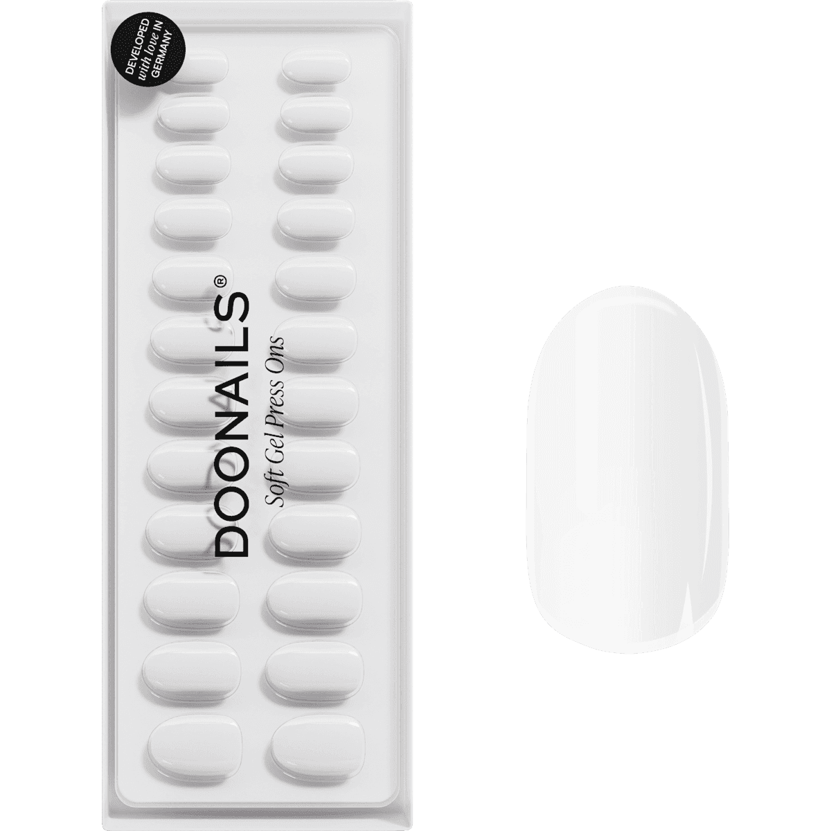 Doonails faux ongles, Soft Gel Press Ons Snow White Medium Round, 30 pièces — produit allemand authentique au Maroc
