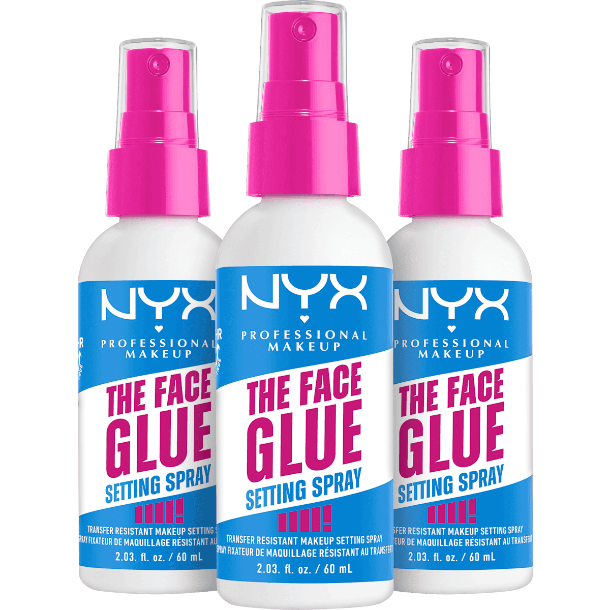 NYX PROFESSIONAL MAKEUP Spray fixateur The Face Glue, Langanhaltend, 3 pièces — منتج ألماني أصلي في المغرب