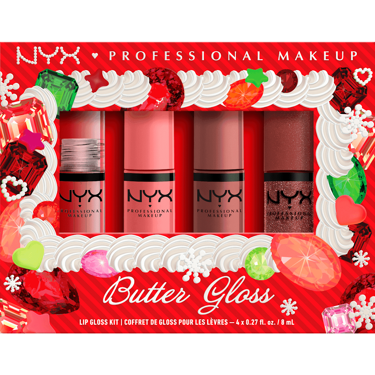 NYX PROFESSIONAL MAKEUP Lippengloss Set XMAS Butter Gloss Kit 4tlg, 32 ml — منتج ألماني أصلي في المغرب