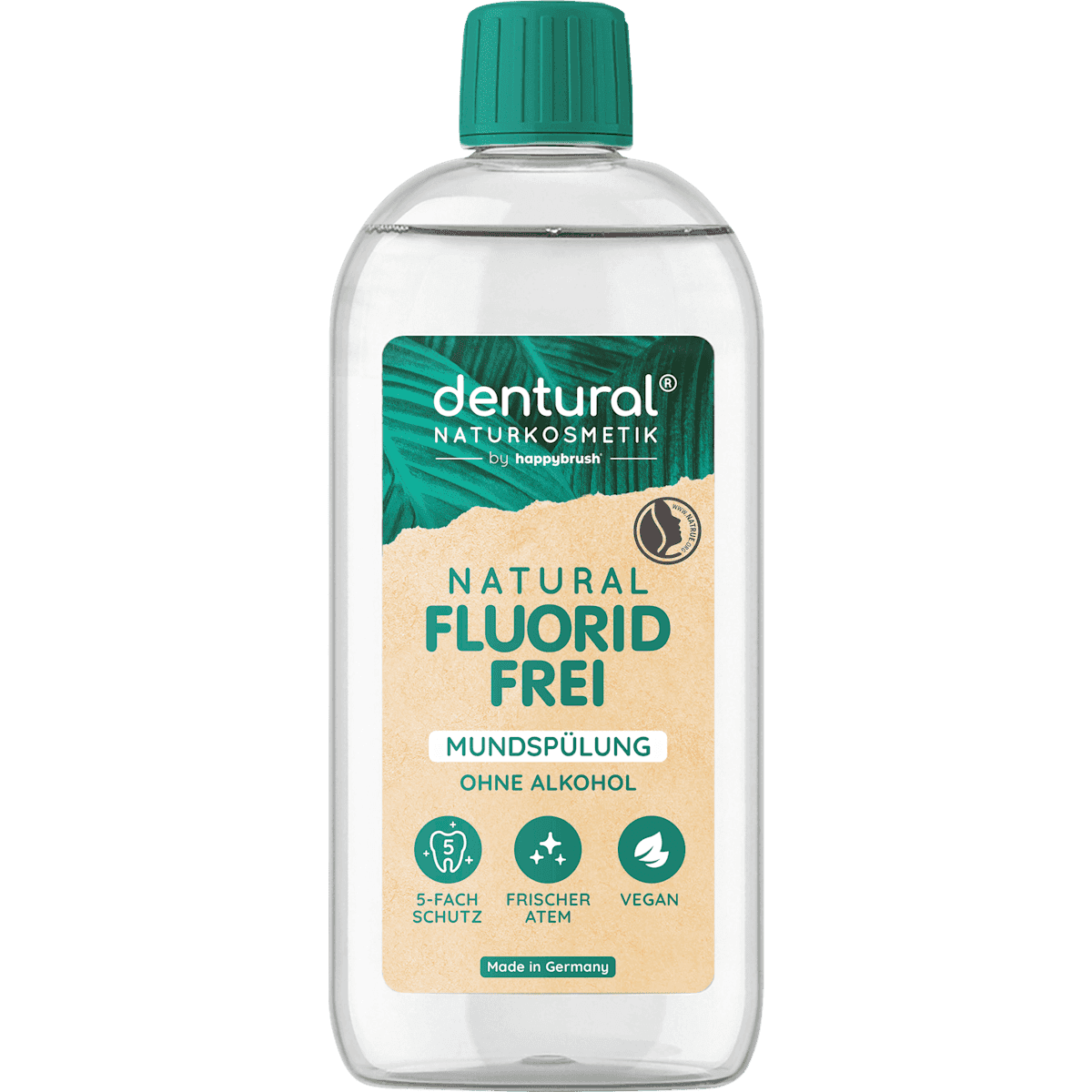 dentural mouthwash Natural without fluor, 480 ml (dentural Mundspülung Natural Fluoridfrei, 480 ml) — authentic German product in Morocco