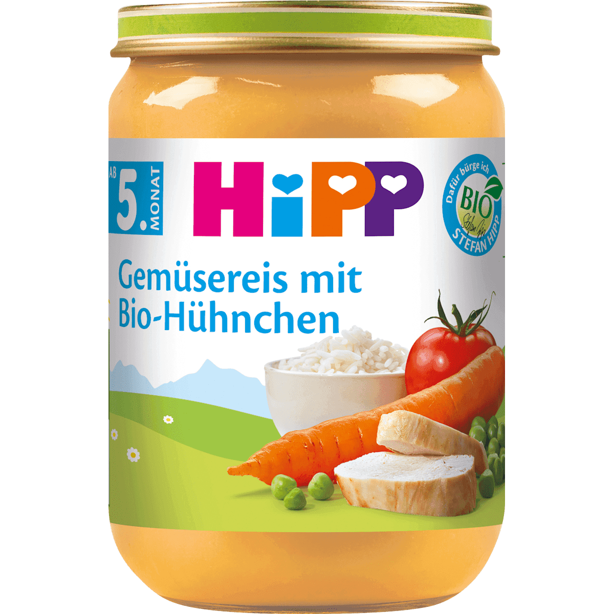 HiPP Petit plat Gemüsereis avec poulet dès 5 mois, 190 g (HiPP Menü Gemüsereis mit Hühnchen ab dem 5.Monat, 190 g) — منتج ألماني أصلي في المغرب