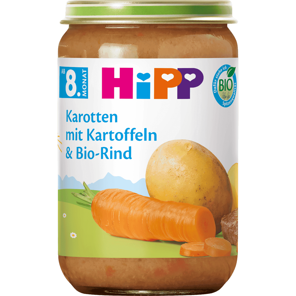 HiPP Petit plat Kartoffel-légumes avec bœuf dès 8 mois, 220 g (HiPP Menü Kartoffel-Gemüse mit Rind ab dem 8. Monat, 220 g) — منتج ألماني أصلي في المغرب