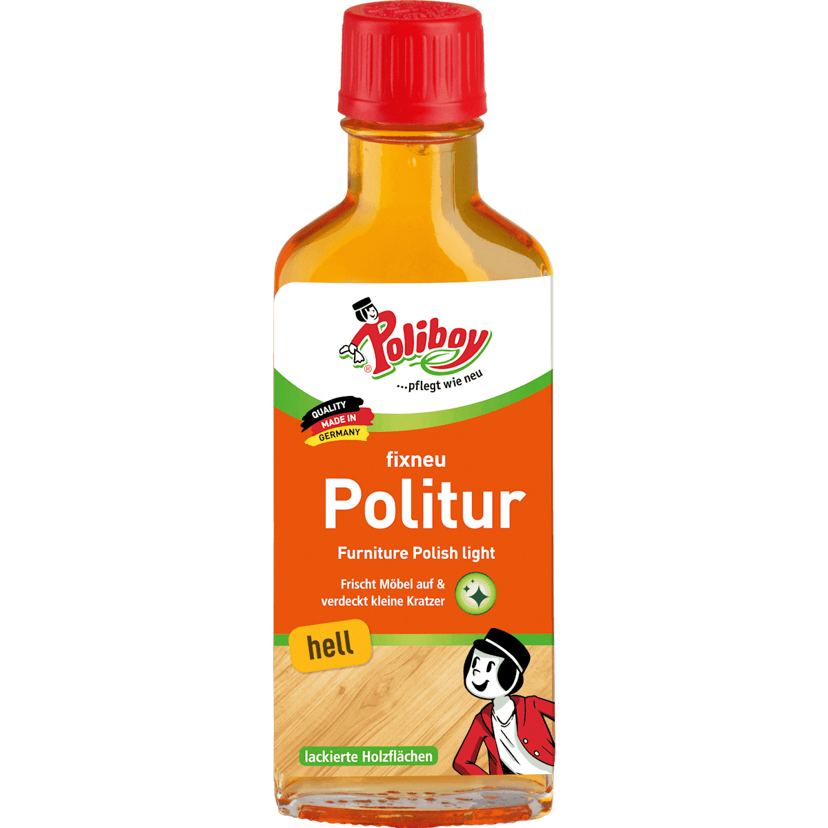 Poliboy Polish meubles bois clair, 100 ml (Poliboy Möbelpolitur helles Holz, 100 ml) — produit allemand authentique au Maroc