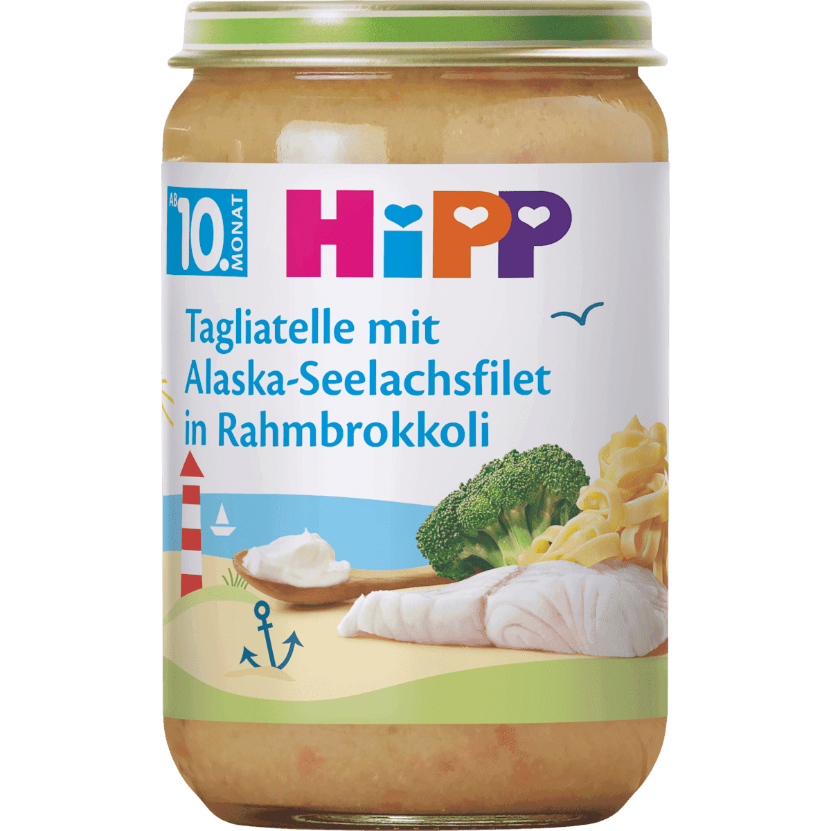HiPP Petit plat Tagliatelle avec Alaska-Seelachsfilet in Rahmbrokkoli dès 10 mois, 220 g — منتج ألماني أصلي في المغرب