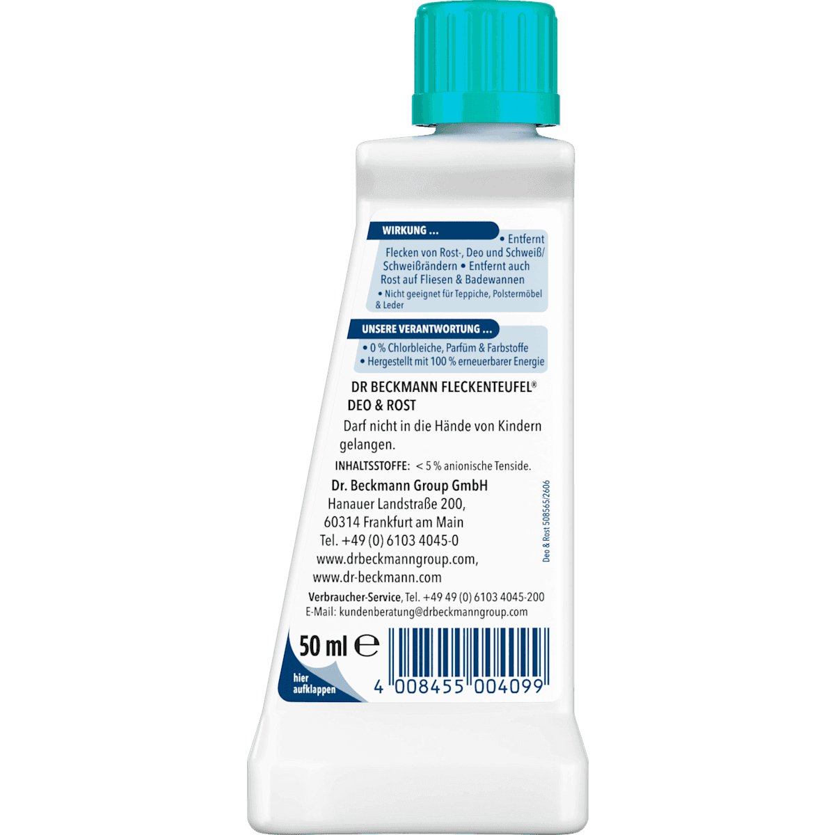 Dr. Beckmann Détachant Fleckenteufel Rost & Deo, 50 ml (Dr. Beckmann Fleckenentferner Fleckenteufel Rost & Deo, 50 ml) — authentic German product in Morocco