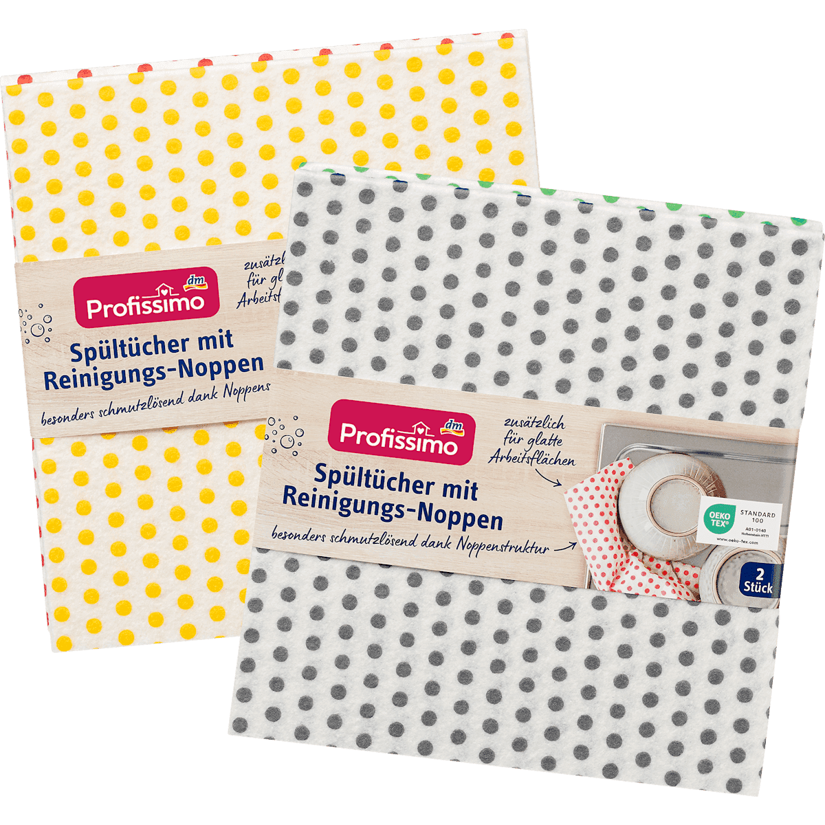 Profissimo Lavettes avec picots de nettoyage, 2 pièces (Profissimo Spültücher mit Reinigungs-Noppen, 2 St) — produit allemand authentique au Maroc