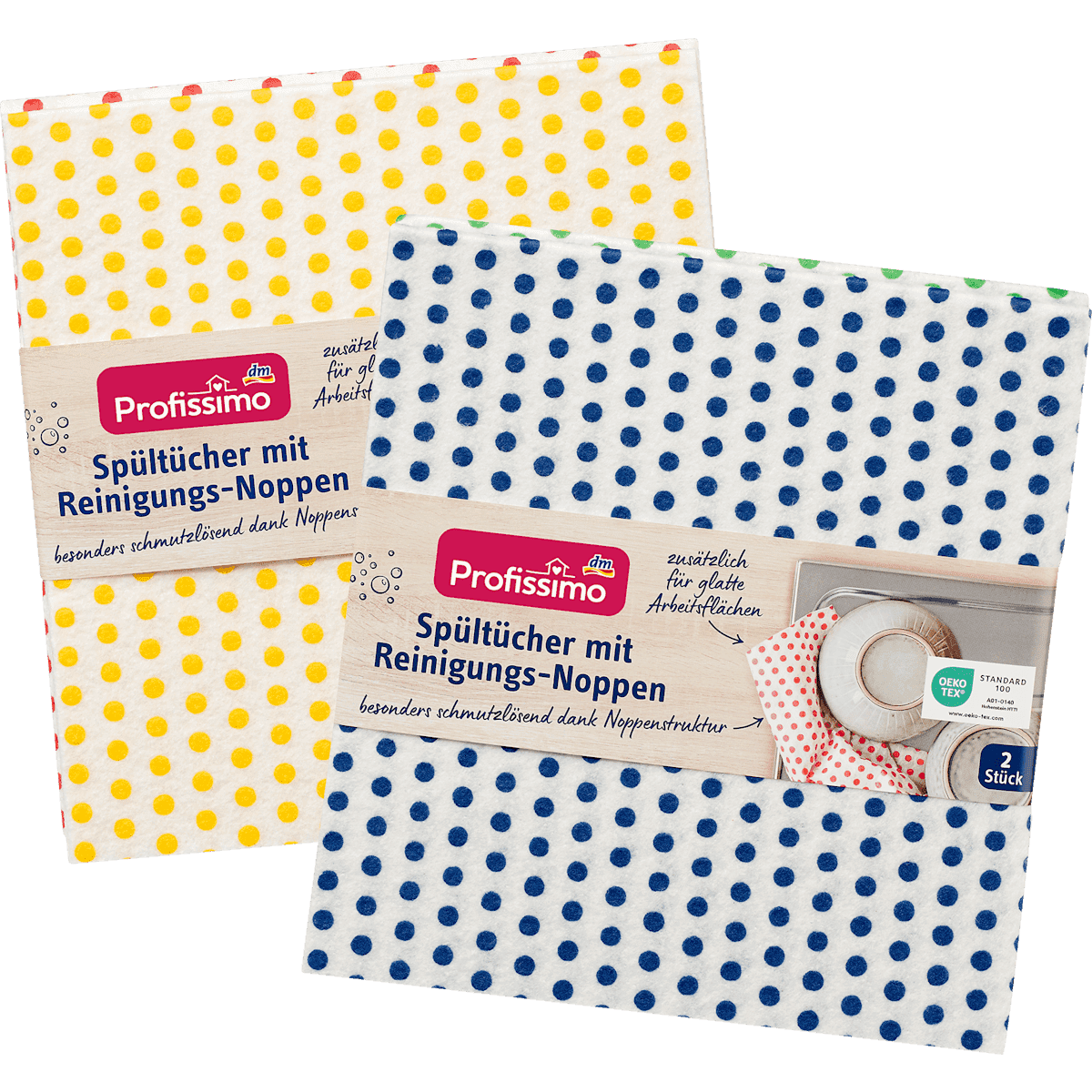 Profissimo Lavettes avec picots de nettoyage, 2 pièces (Profissimo Spültücher mit Reinigungs-Noppen, 2 St) — produit allemand authentique au Maroc
