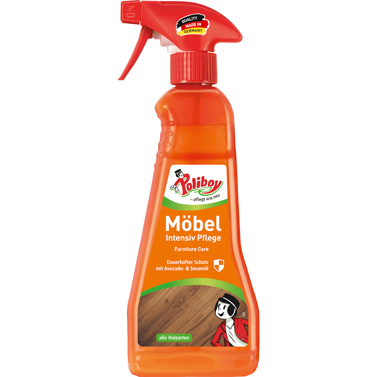 Poliboy Entretien meubles Intensiv all bois, 375 ml (Poliboy Möbelpflege Intensiv alle Holzarten, 375 ml) — authentic German product in Morocco