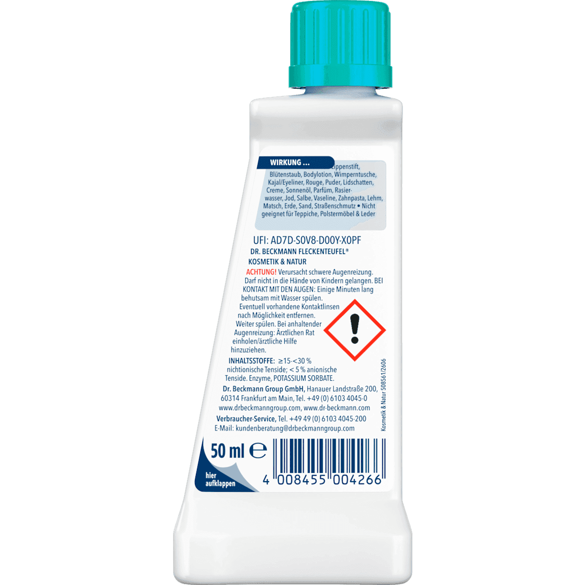 Dr. Beckmann Détachant Fleckenteufel Natur & cosmetic, 50 ml (Dr. Beckmann Fleckenentferner Fleckenteufel Natur & Kosmetik, 50 ml) — authentic German product in Morocco
