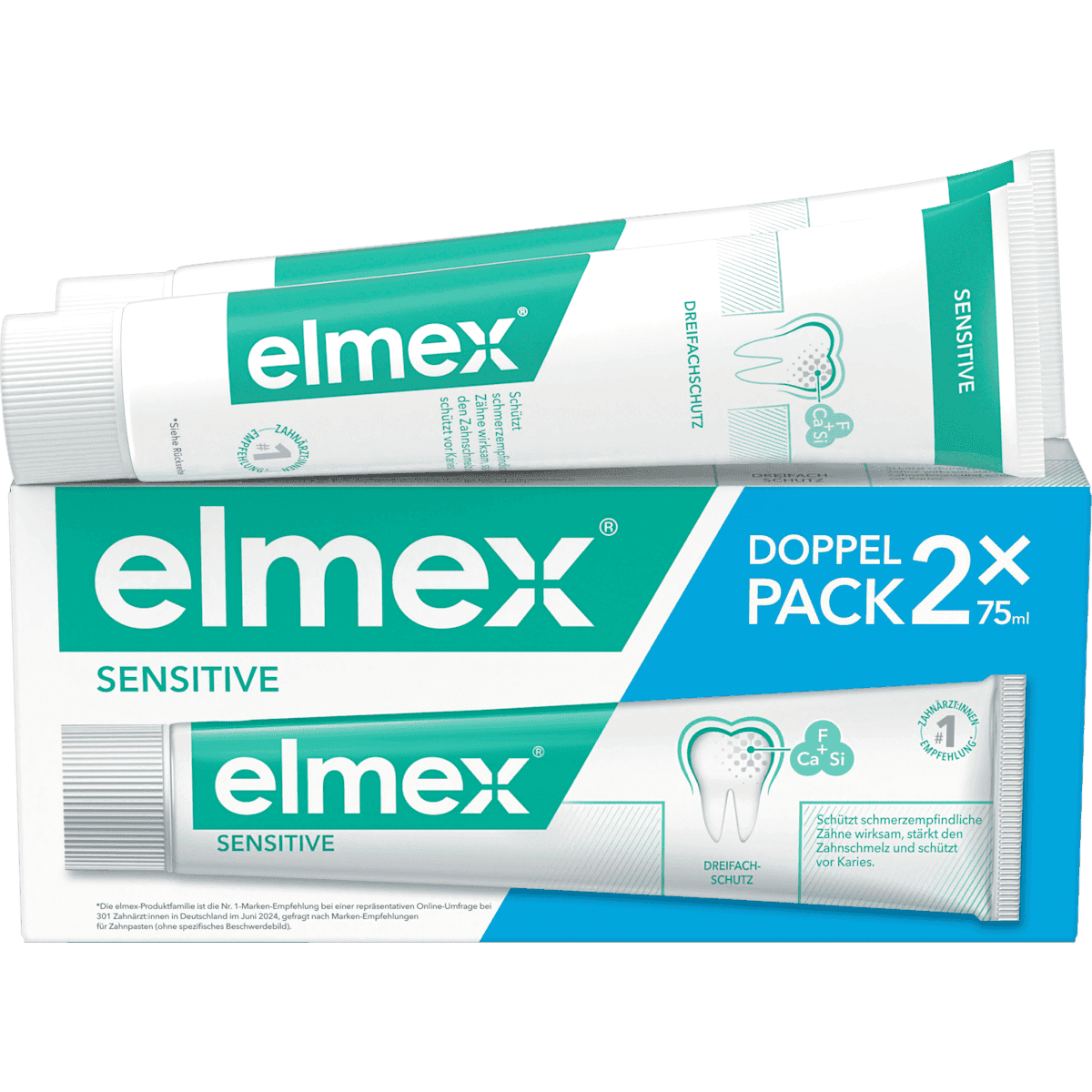 elmex Dentifrice Sensitive lot de 2 (2 x 75 ml), 150 ml — منتج ألماني أصلي في المغرب