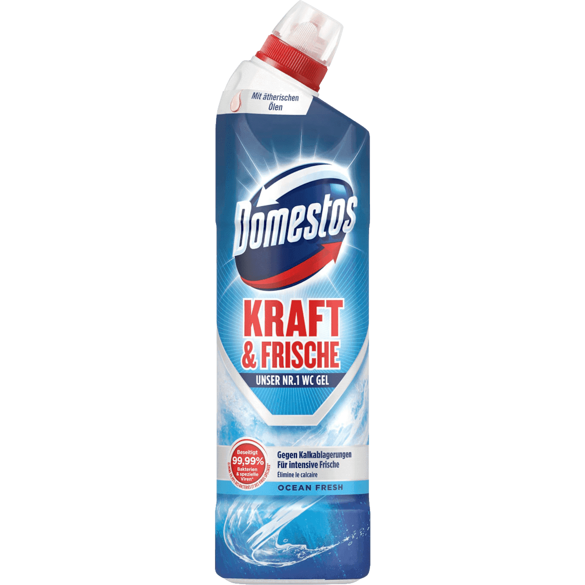 Domestos Nettoyant WC gel action puissante Ocean Fresh, 750 ml (Domestos WC-Reiniger Gel Aktiv Kraft Ocean Fresh, 750 ml) — produit allemand authentique au Maroc
