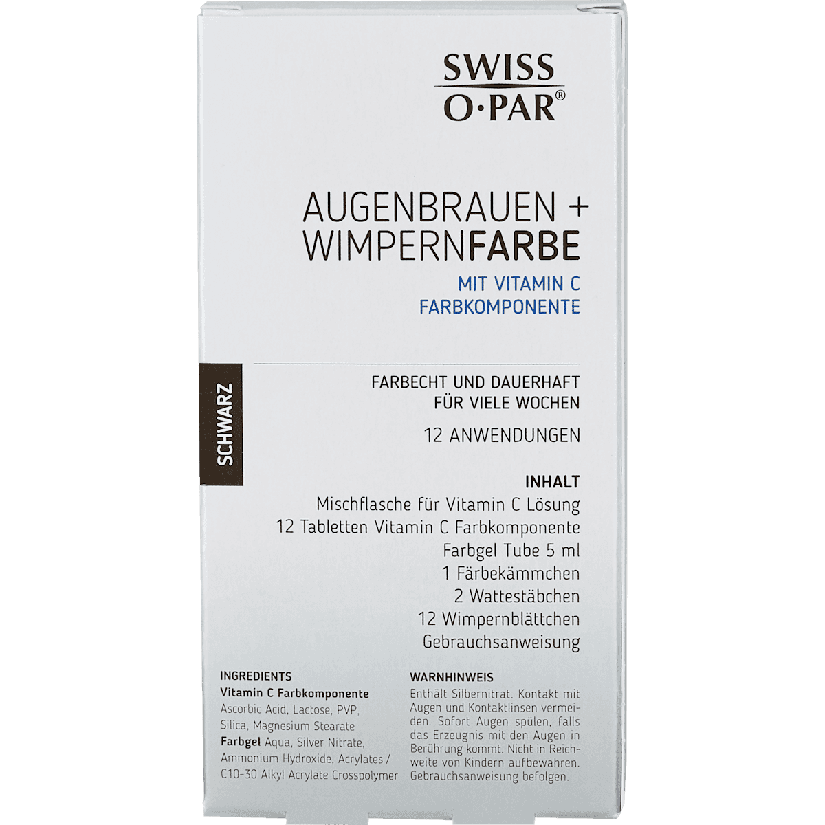 Swiss-o-Par brow & lash tint black, 1 pc (Swiss-o-Par Augenbrauen- und Wimpernfarbe Schwarz, 1 St) — authentic German product in Morocco