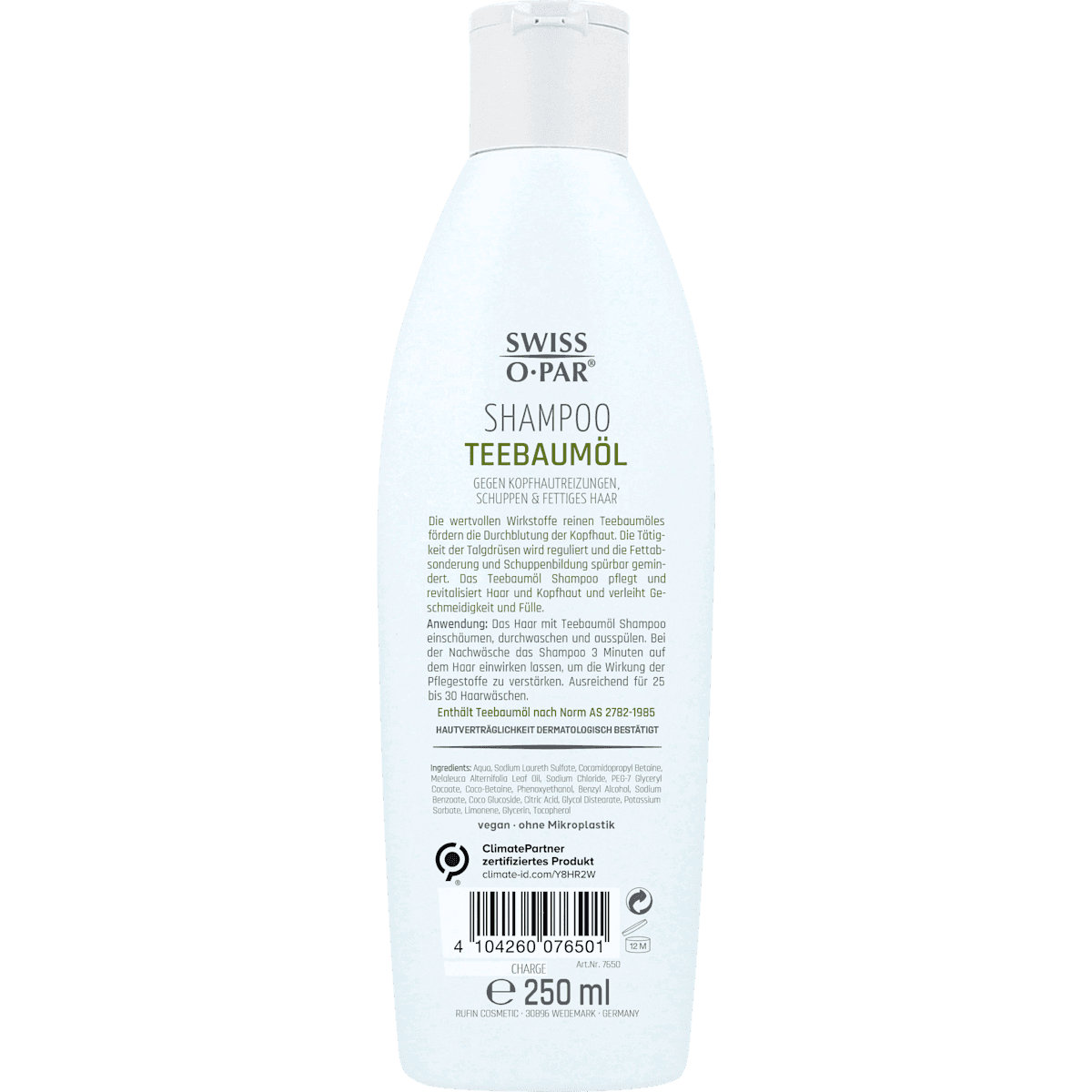 Swiss-o-Par Shampooing huile d'arbre à thé, 250 ml (Swiss-o-Par Shampoo Teebaumöl, 250 ml) — produit allemand authentique au Maroc