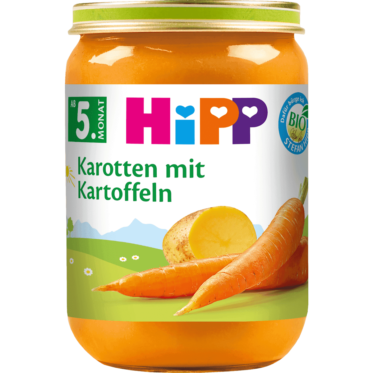 HiPP légumes Früh-carottes avec pommes de terre dès 5 mois, 190 g (HiPP Gemüse Früh-Karotten mit Kartoffeln ab dem 5.Monat, 190 g) — منتج ألماني أصلي في المغرب