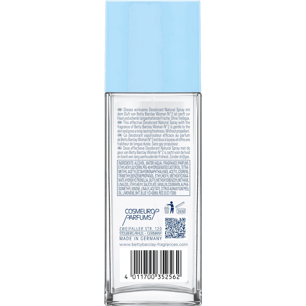 Betty Barclay Déodorant vaporisateur Vaporisateur woman No. 2, 75 ml (Betty Barclay Deo Naturalspray Zerstäuber woman No. 2, 75 ml) — منتج ألماني أصلي في المغرب