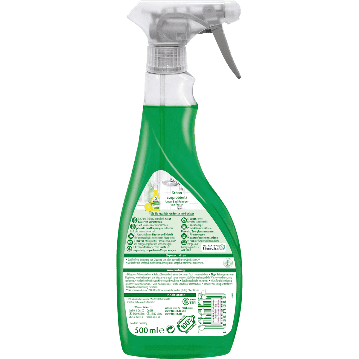 Frosch Nettoyant vitres à l'alcool, 500 ml (Frosch Glasreiniger Spiritus, 500 ml) — منتج ألماني أصلي في المغرب