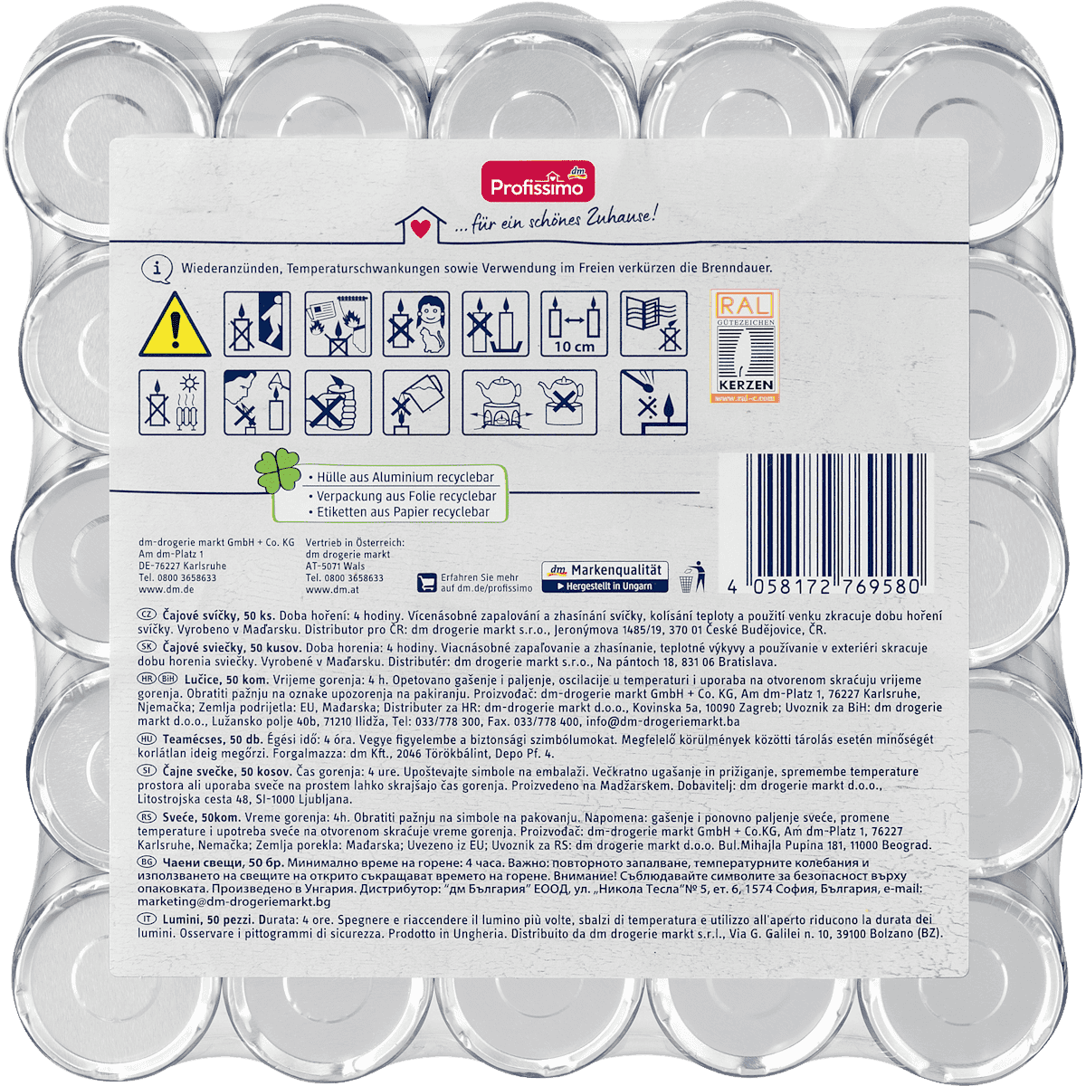 Profissimo Bougies chauffe-plat Alu, 50 pcs (Profissimo Teelichter Alu, 50 St) — authentic German product in Morocco