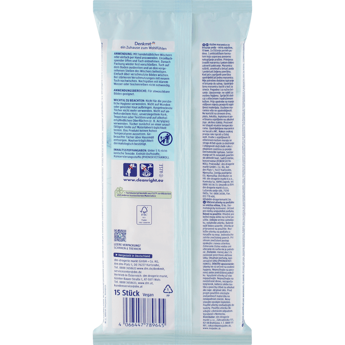 Denkmit Lingettes sol humides, 15 pièces (Denkmit Feuchte Bodentücher, 15 St) — منتج ألماني أصلي في المغرب