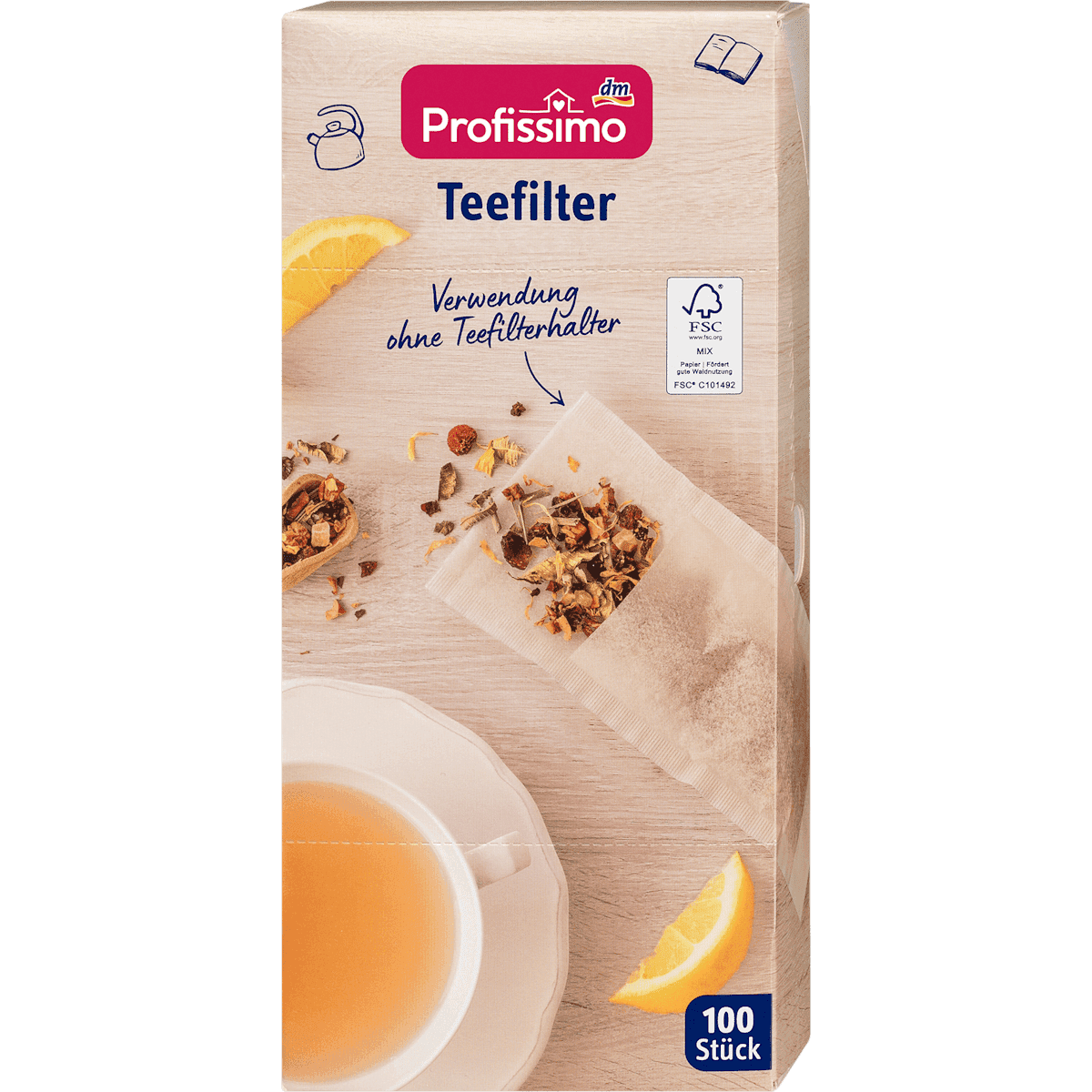 Profissimo Filtres à thé, 100 pièces (Profissimo Teefilter, 100 St) — produit allemand authentique au Maroc