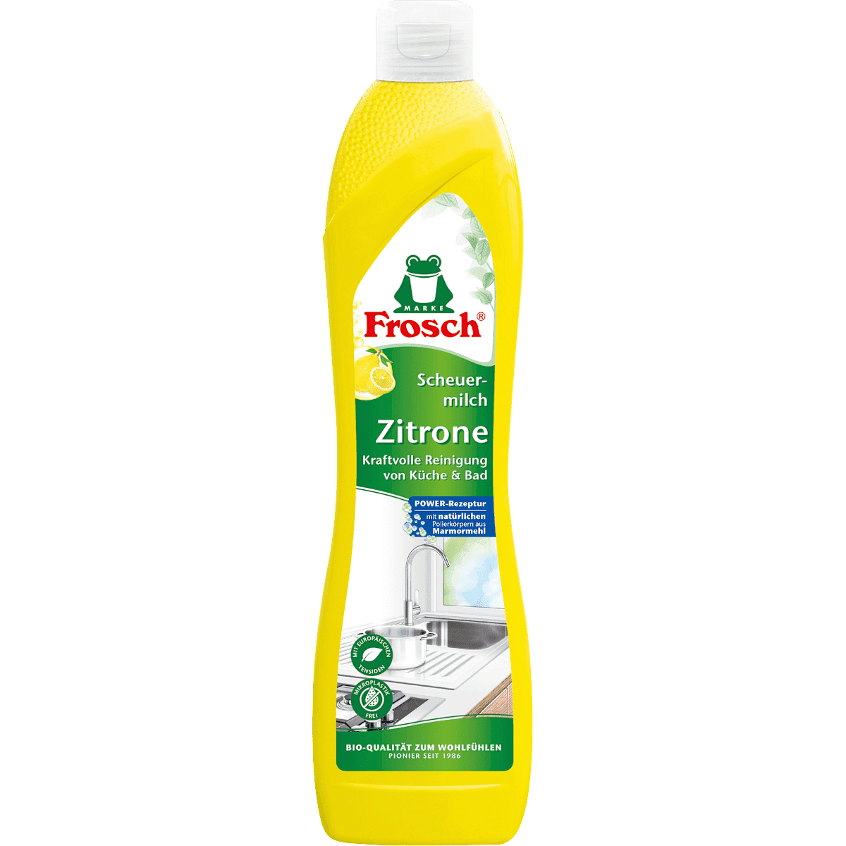Frosch crème à récurer citron pour cuisine & salle de bain, 500 ml (Frosch Scheuermilch Zitrone für Küche & Bad, 500 ml) — produit allemand authentique au Maroc