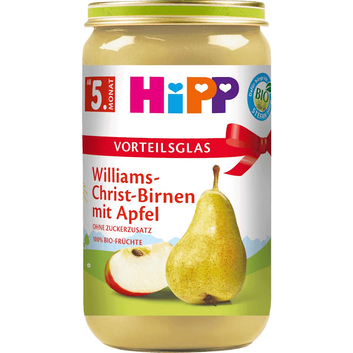 HiPP fruits Williams-Christ-Birnen avec pomme, dès 5 mois, 250 g (HiPP Früchte Williams-Christ-Birnen mit Apfel, ab dem 5. Monat, 250 g) — منتج ألماني أصلي في المغرب