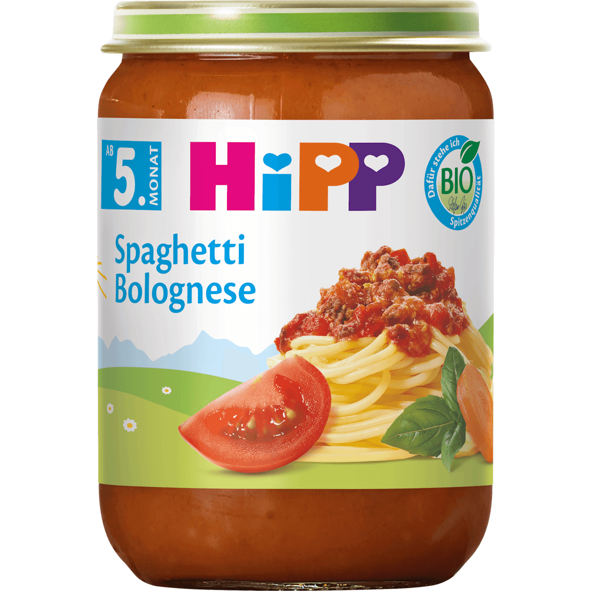 HiPP Petit plat Spaghetti Bolognese nach dem dès 5 mois, 190 g (HiPP Menü Spaghetti Bolognese nach dem ab 5. Monat, 190 g) — منتج ألماني أصلي في المغرب