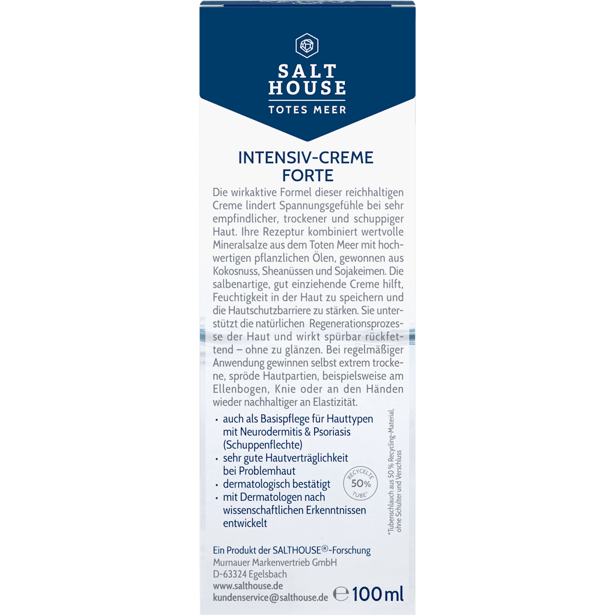 Salthouse crème intensive mer Morte Forte, 100 ml (Salthouse Intensivcreme Totes Meer Forte, 100 ml) — produit allemand authentique au Maroc
