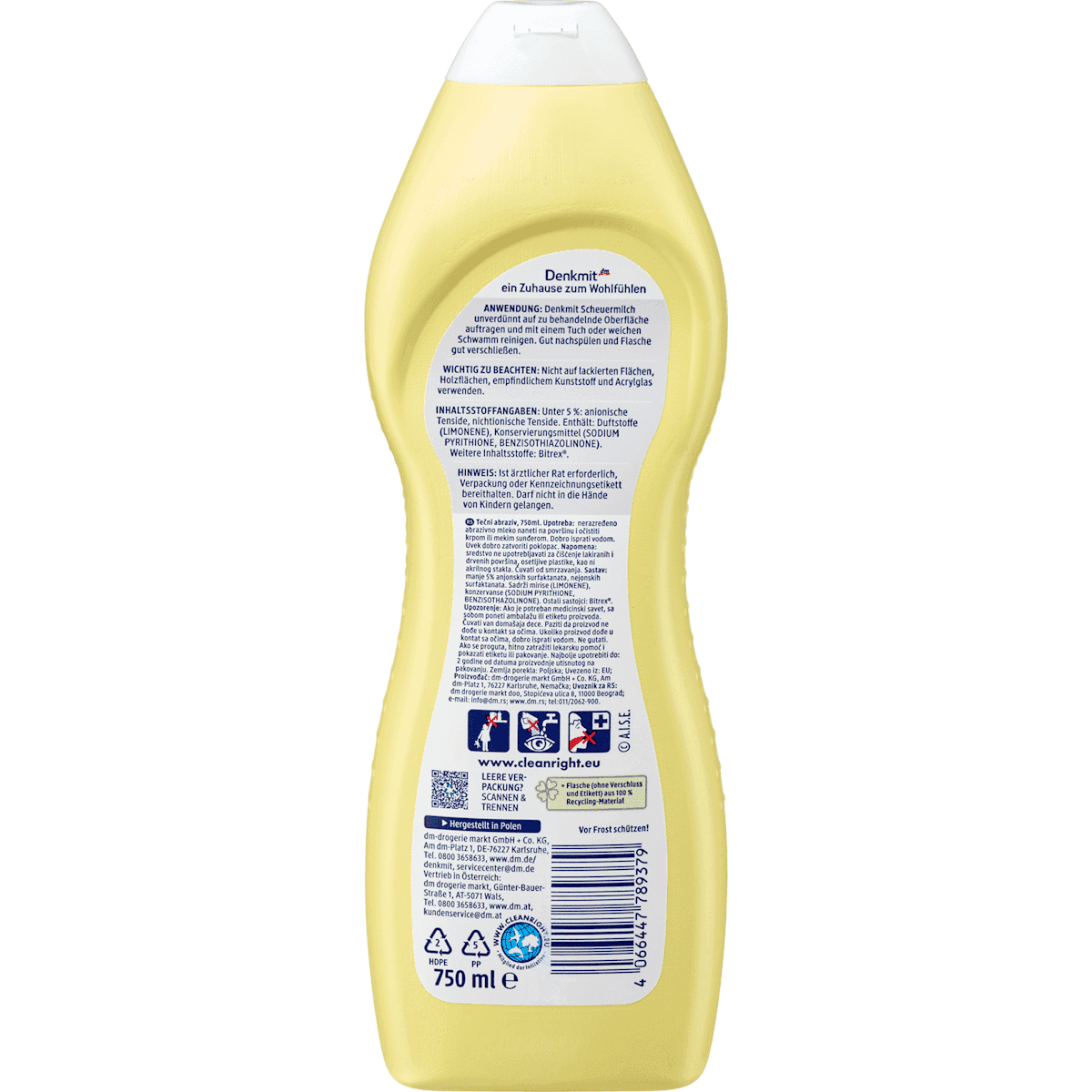 Denkmit crème à récurer parfum agrumes frais, 750 ml (Denkmit Scheuermilch Frischer Zitrus-Duft, 750 ml) — منتج ألماني أصلي في المغرب