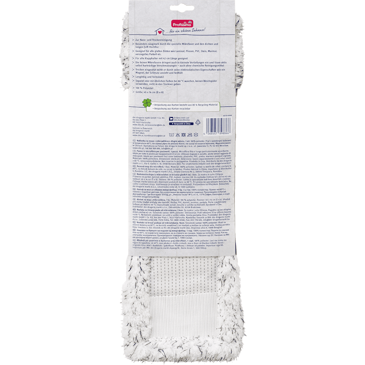 Profissimo Housse de balai en microfibre à poils longs, 1 pièce (Profissimo Wischbezug aus Hochflor-Mikrofeinfaser, 1 St) — produit allemand authentique au Maroc