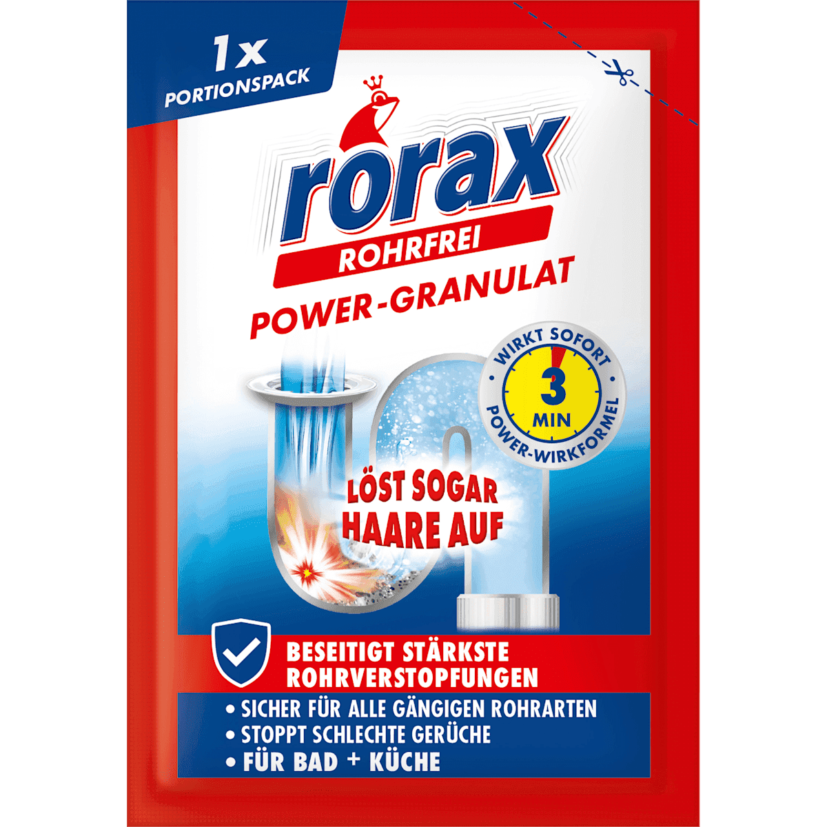 rorax Déboucheur canalisations Power-granulés, 60 g (rorax Rohrreiniger Power-Granulat, 60 g) — produit allemand authentique au Maroc