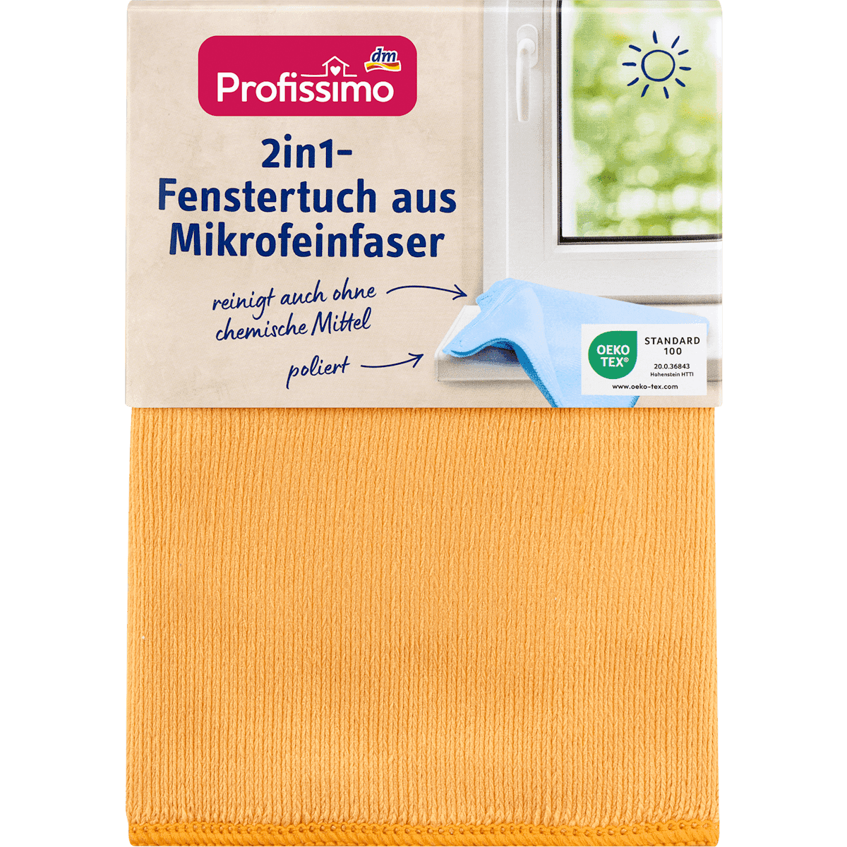 Profissimo Chiffon vitres en microfibre fine 2in1, 1 pièce (Profissimo Fenstertuch aus Mikrofeinfaser 2in1, 1 St) — produit allemand authentique au Maroc
