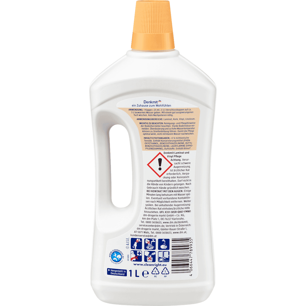 Denkmit Cleanser sol Laminat and Vinylpflege, 1 l (Denkmit Bodenreiniger Laminat- und Vinylpflege, 1 l) — authentic German product in Morocco