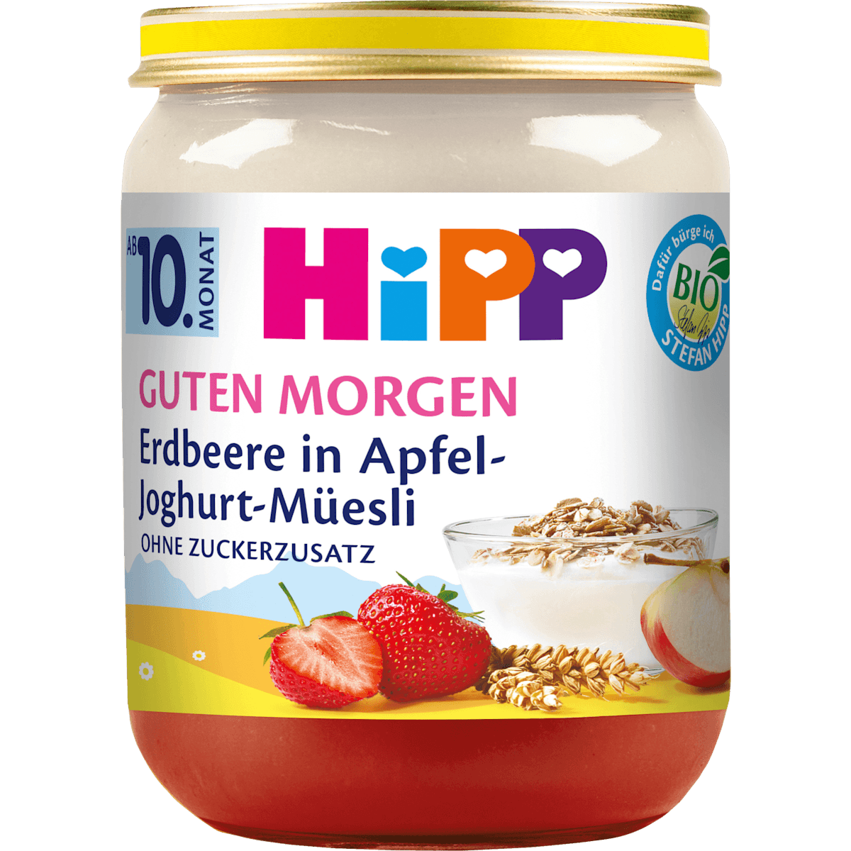 HiPP Frucht & Joghurt Guten Morgen fraise in pomme Muesli dès 10 mois, 160 g — منتج ألماني أصلي في المغرب
