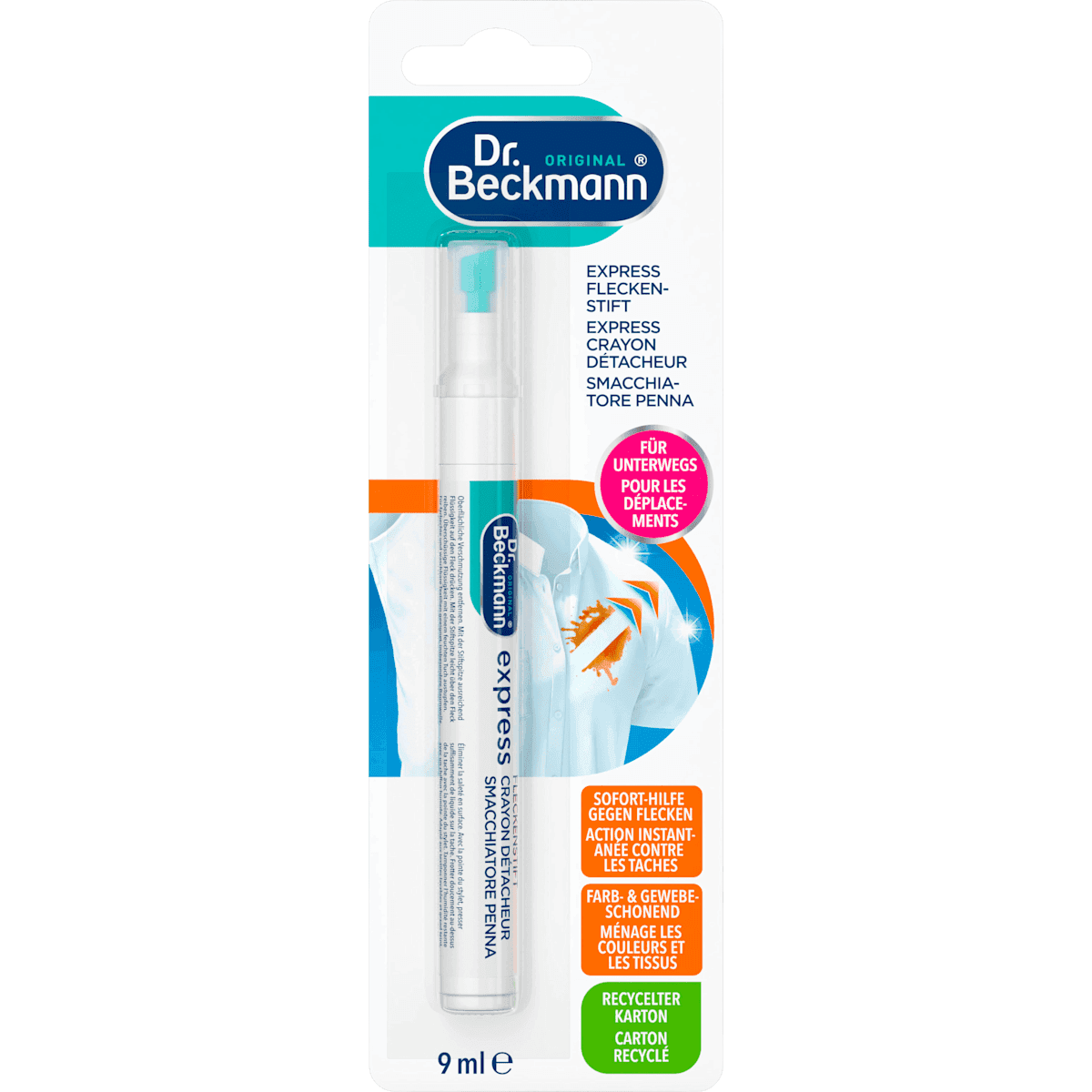 Dr. Beckmann Détachant-Stift Express, 9 ml — authentic German product in Morocco